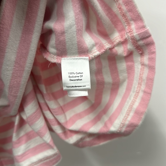 Hanna Andersson pink white stripe embroidered top 8 - Picture 4 of 6
